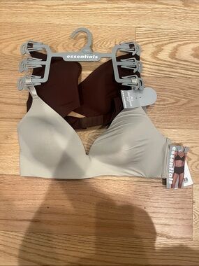 Essentials Wireless Smooth Bra - Cream and Dark Brown